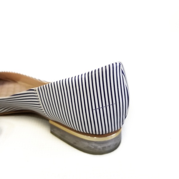 ZARA Womens Navy Blue Striped Flats Shoes Size 8 - Picture 8 of 8
